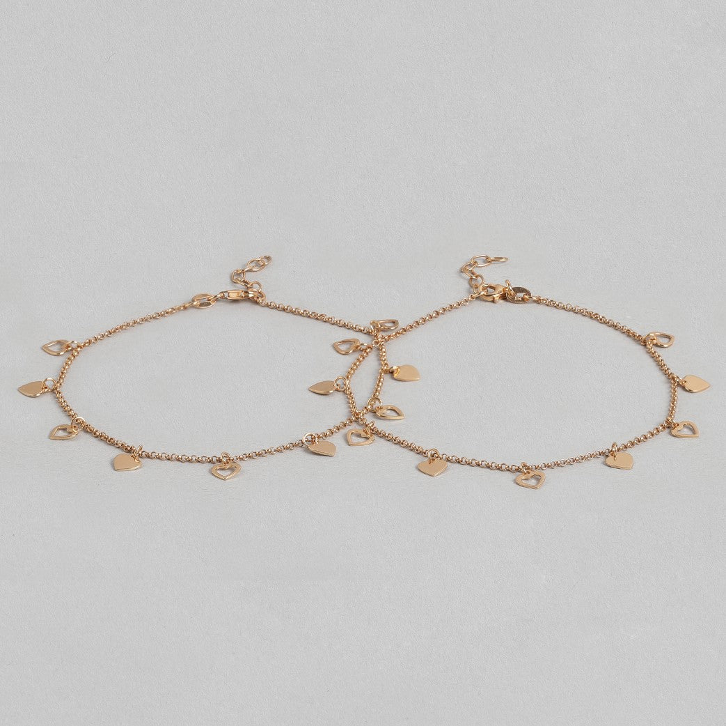 Golden Hearts 925 Sterling Silver Chain Anklet