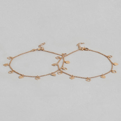 Golden Hearts 925 Sterling Silver Chain Anklet