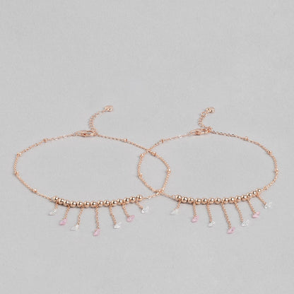 Rose-Gold Plated 925 Sterling Silver Drop Anklet