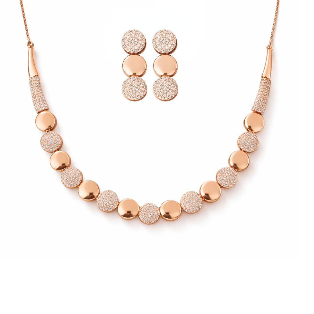 Rose Gold Necklace With Earrings