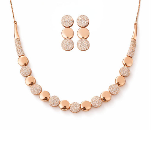 Rose Gold Necklace With Earrings