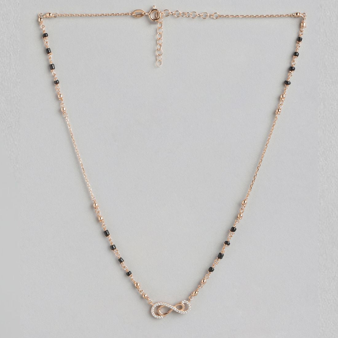Rosy Infinity CZ Rose Gold-Plated 925 Sterling Silver Mangalsutra