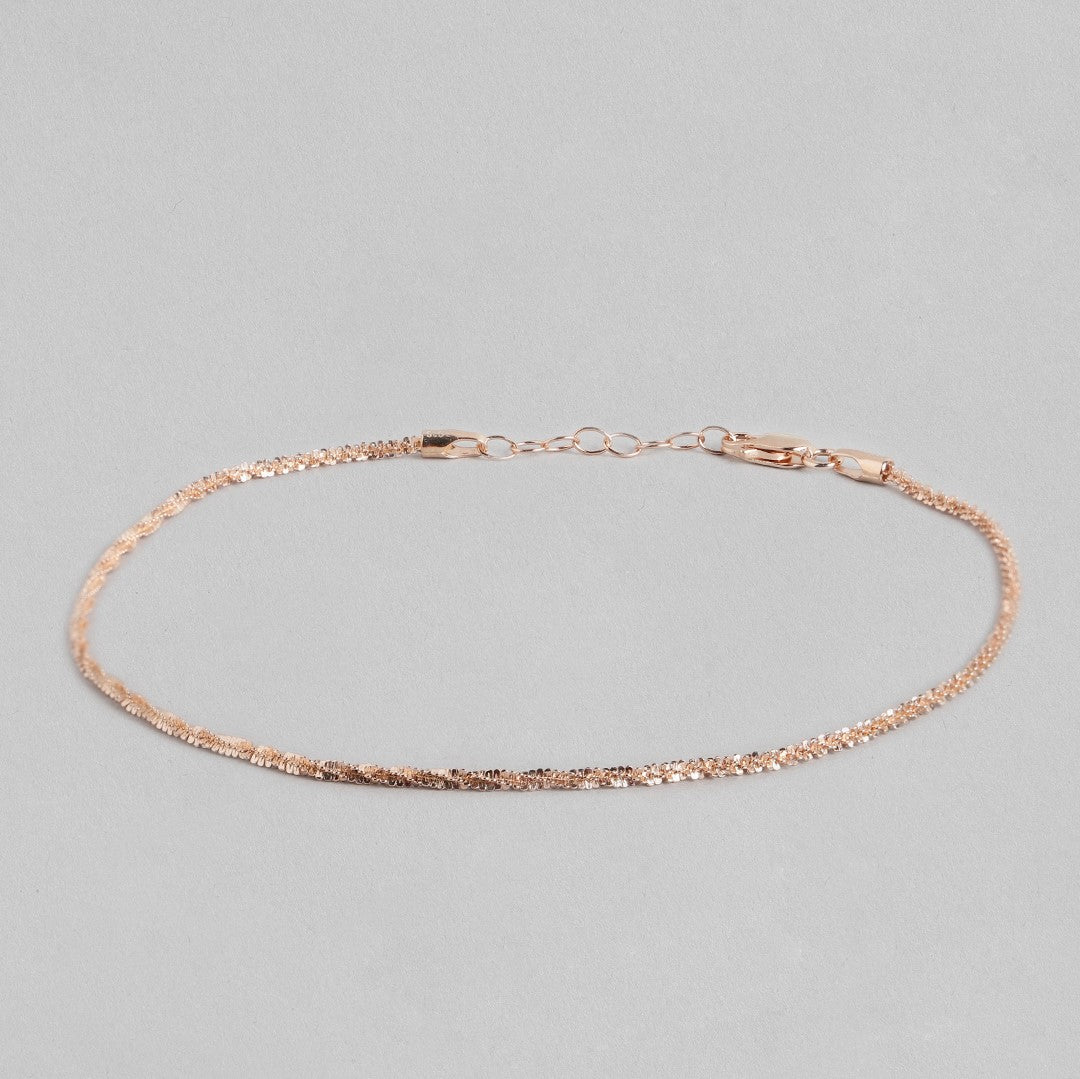 Sparkling Rose Gold Plated 925 Sterling Silver Chain Anklets