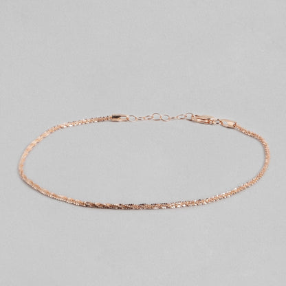 Sparkling Rose Gold Plated 925 Sterling Silver Chain Anklets
