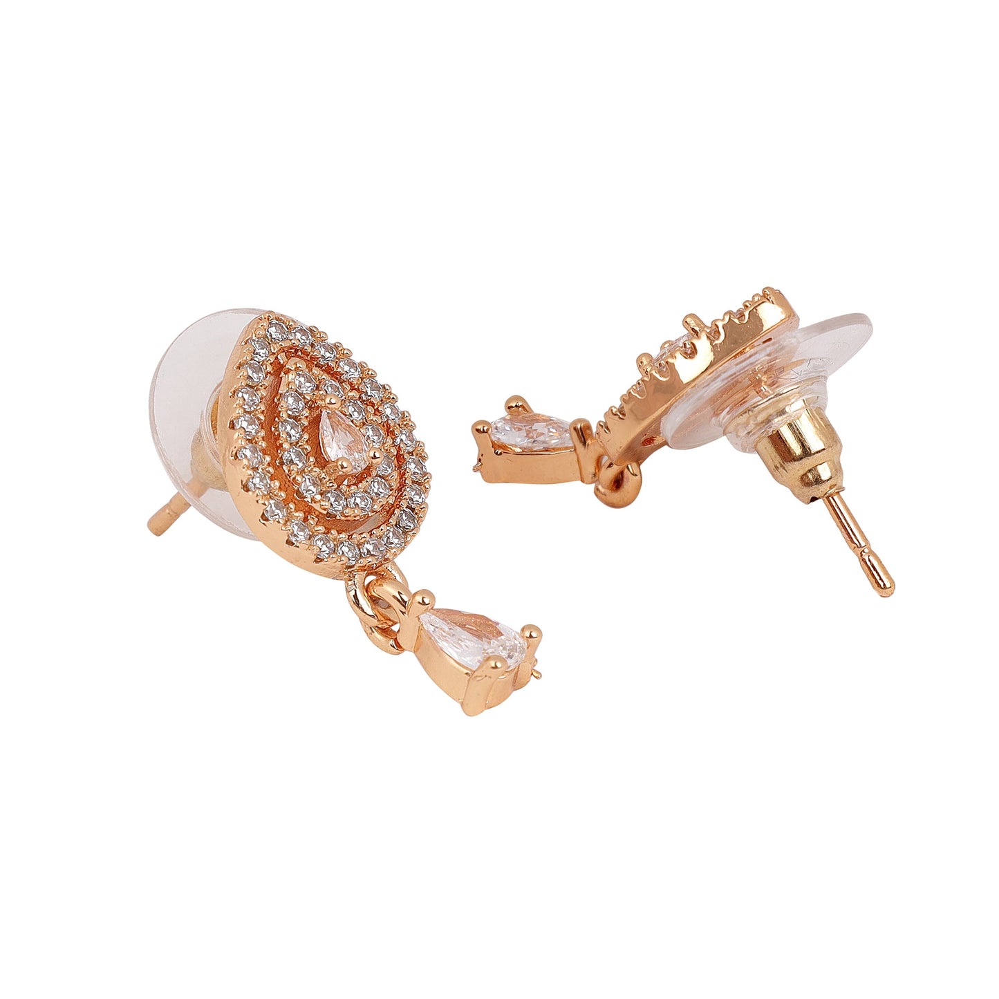 18k Rose Gold Plate stud Earrings for Women and Girls (Drop design