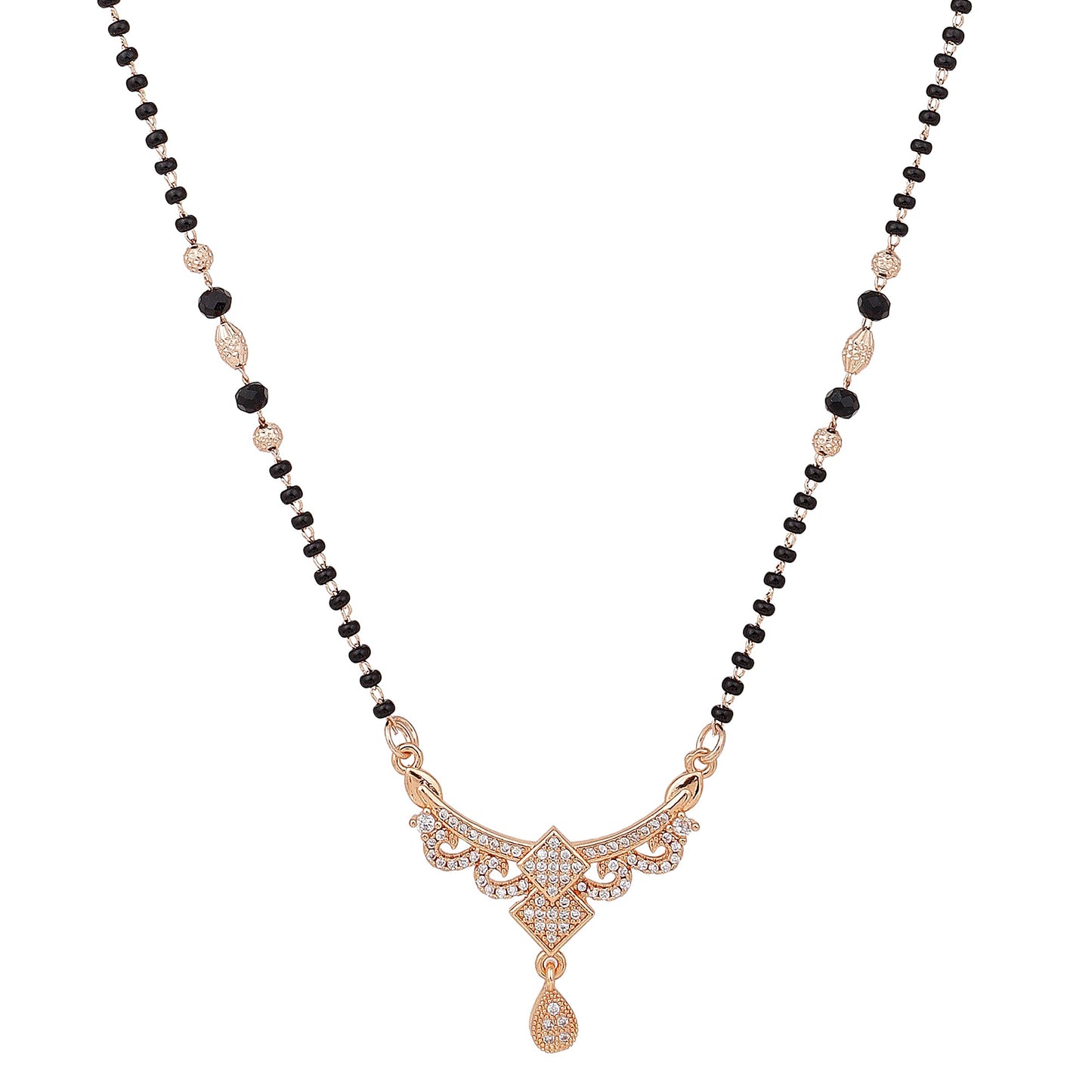 Rose Gold Plated Floral Mangalsutra for Karwachauth
