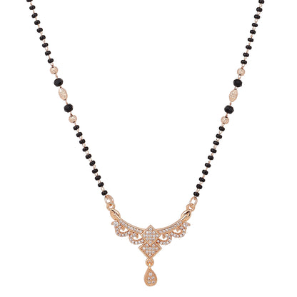 Rose Gold Plated Floral Mangalsutra for Karwachauth
