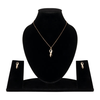 Rose Gold Plated Twist Pendant Necklace and Earrings Set for Women & Girls