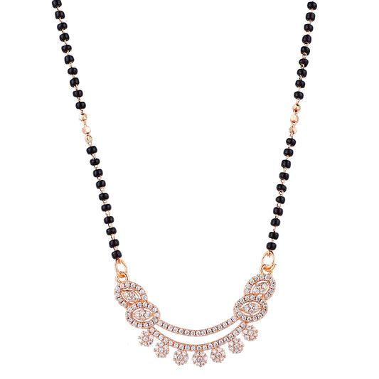 Rose Gold Plated Mangalsutra with Black Beads for Women