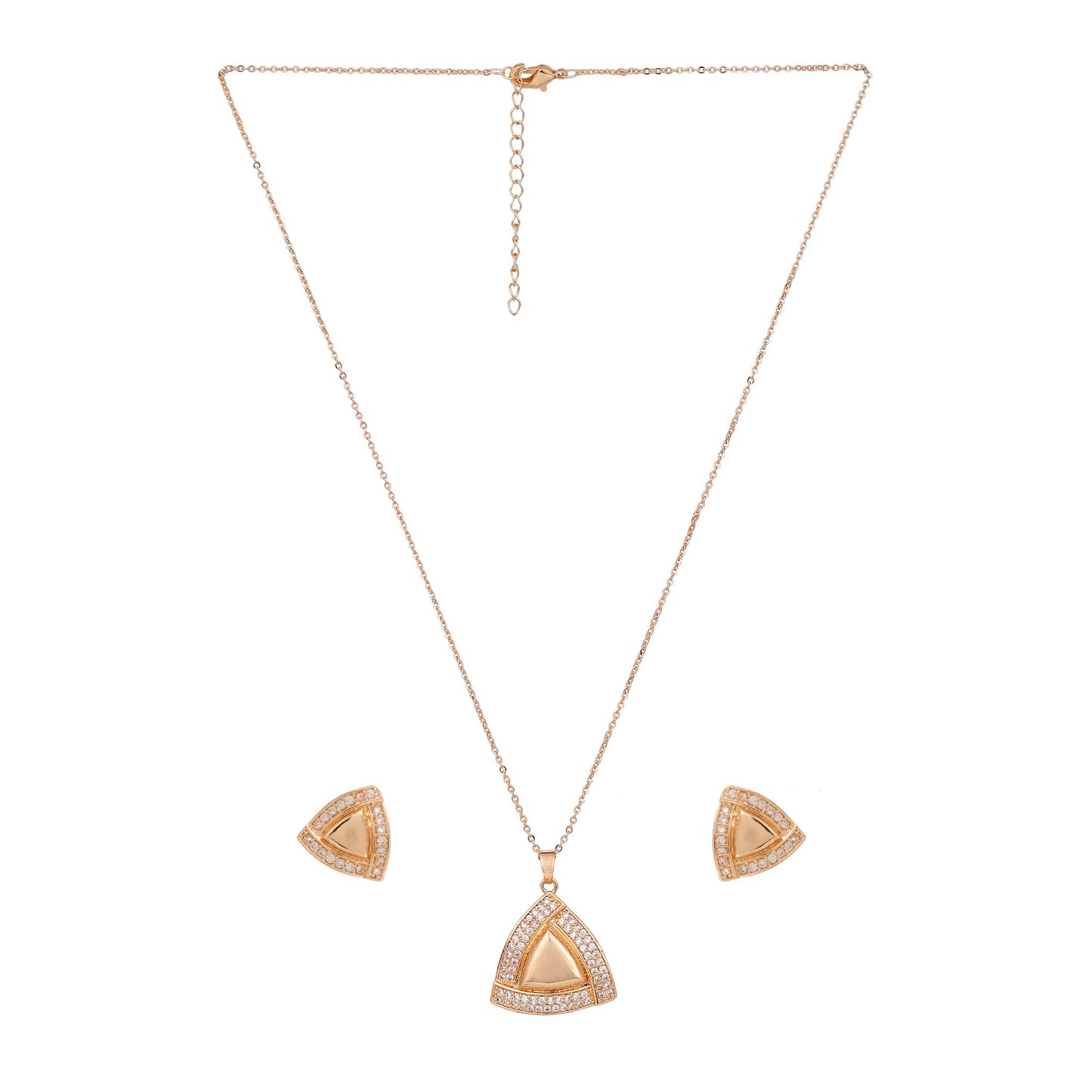 Rose Gold Plated Pendant & Stud Earrings for Women