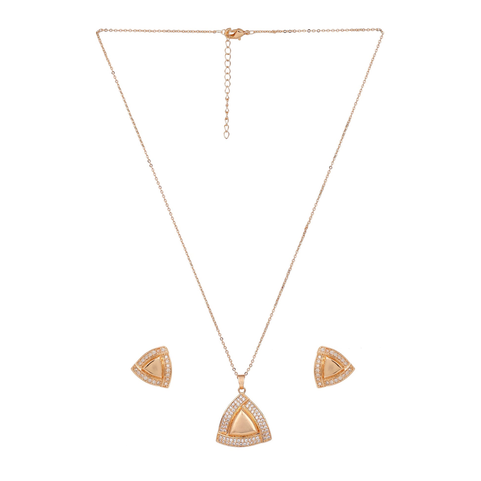 Rose Gold Plated Pendant & Stud Earrings for Women