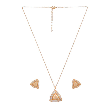 Rose Gold Plated Pendant & Stud Earrings for Women