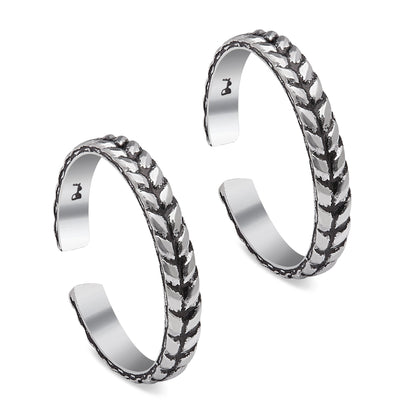 Leafy Elegance 925 Sterling Silver Toe Rings