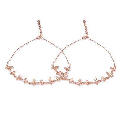 Butterfly Rose Gold Plated Embraced 925 Sterling Silver Anklet
