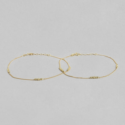 Beaded Gold-Plated 925 Sterling Silver Chained Anklet