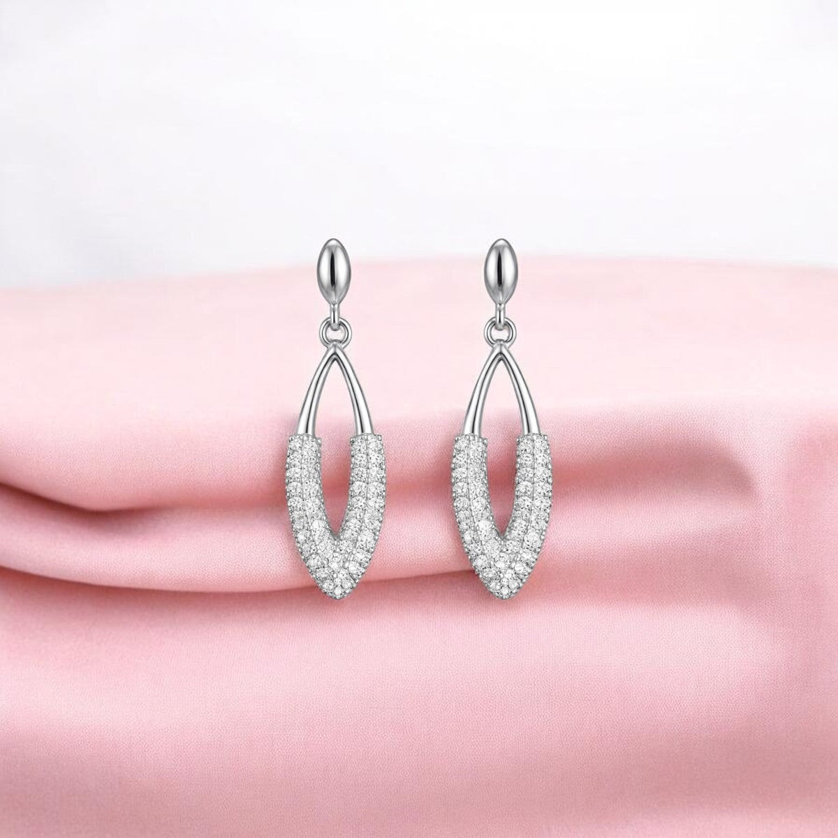 Silver Bloom Shine Drop Earrings
