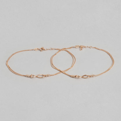Rose Gold Eternity Duet 925 Sterling Silver Infinity Chain Anklet