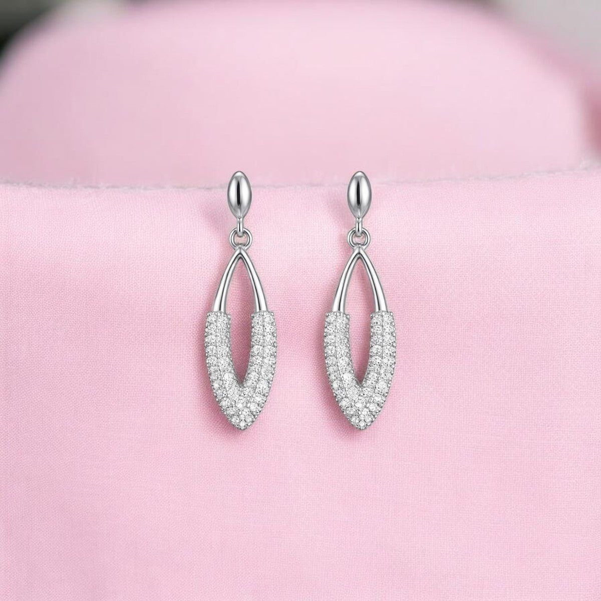 Silver Bloom Shine Drop Earrings