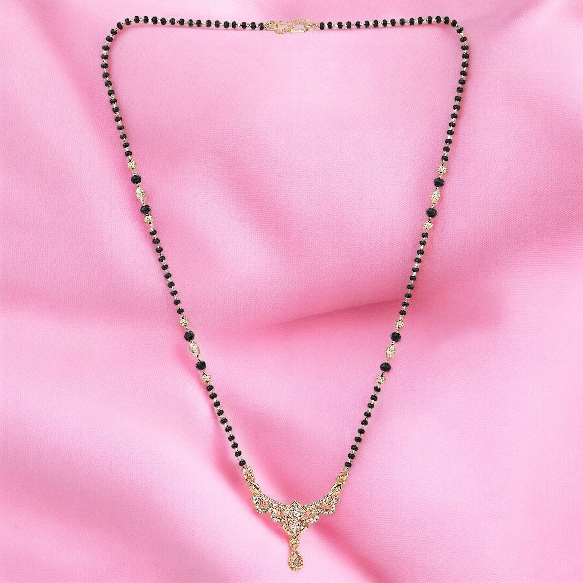 Rose Gold Plated Floral Mangalsutra for Karwachauth