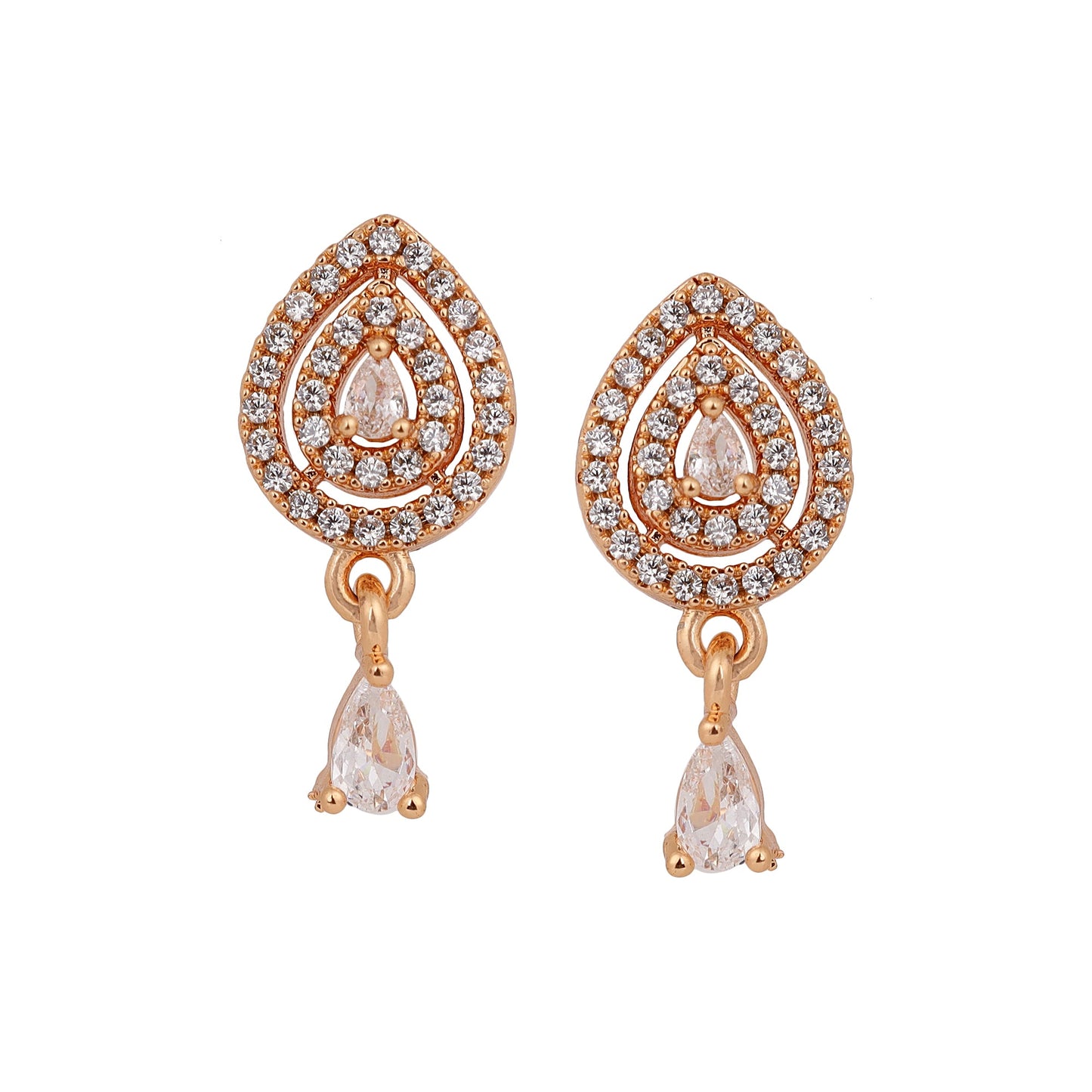 18k Rose Gold Plate stud Earrings for Women and Girls (Drop design