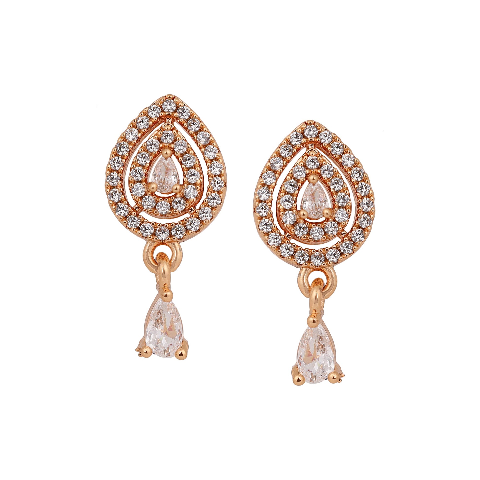 18k Rose Gold Plate stud Earrings for Women and Girls (Drop design
