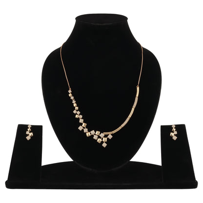 Rose Gold Plated Cubic Necklace Set with Earrings | American Diamond for Women & Girl | Gift For her