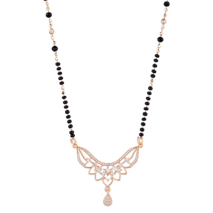 Rose Gold PlatedMangalsutra with Black Beads
