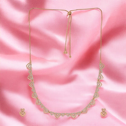 Rose Gold Plated AD Stone Necklace And Pair Of Earrings for Women