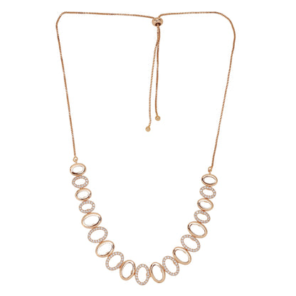Rose Gold Sleek Oval Statement Necklace Set