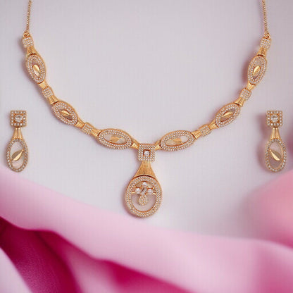 Rose Gold Plated Necklace Set for Women and Girls