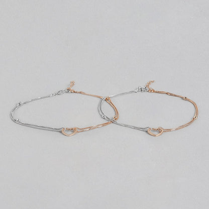 Dainty Hearts Dual-Tone 925 Sterling Silver Anklet