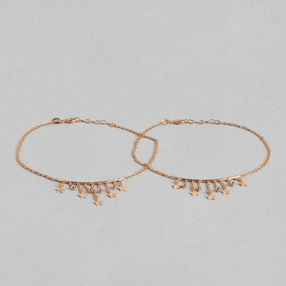 Hanging Stars Rose Gold Plated 925 Sterling Silver Chained Anklet
