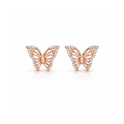 Rose Gold Butterfly Stud Earrings for Women
