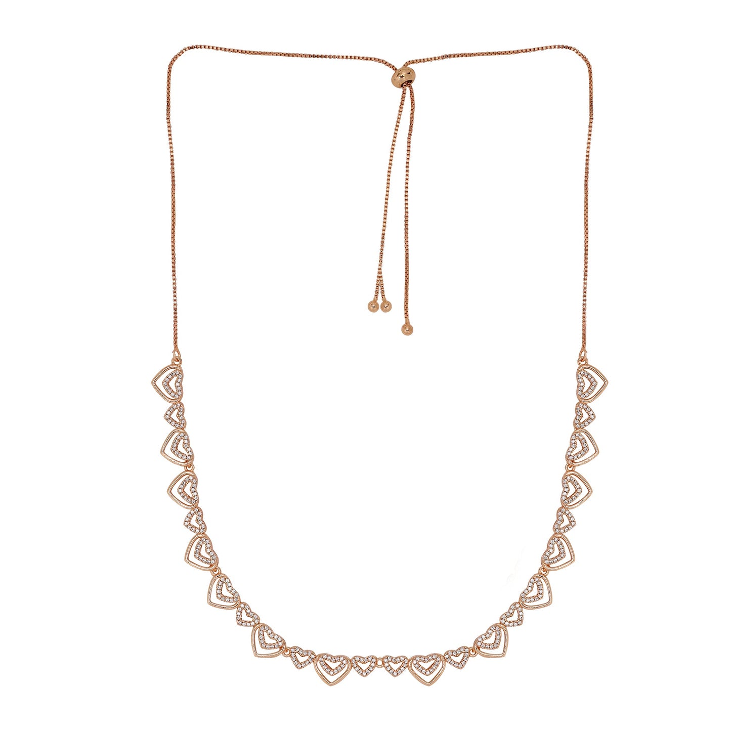 Rose Gold Plated AD Stone Necklace And Pair Of Earrings for Women