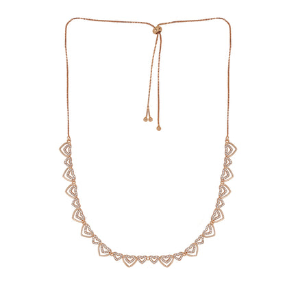 Rose Gold Plated AD Stone Necklace And Pair Of Earrings for Women
