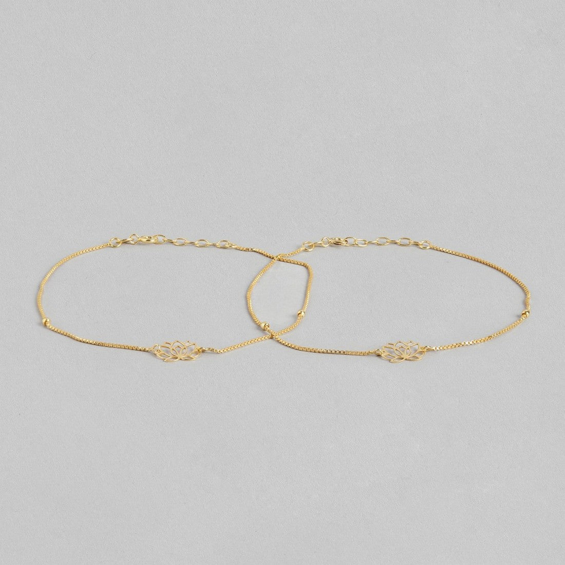 Lotus Gold Plated 925 Sterling Silver Chained Anklet