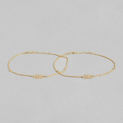 Lotus Gold Plated 925 Sterling Silver Chained Anklet