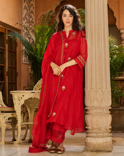Riva Red Embroidered Doria Suit Set
