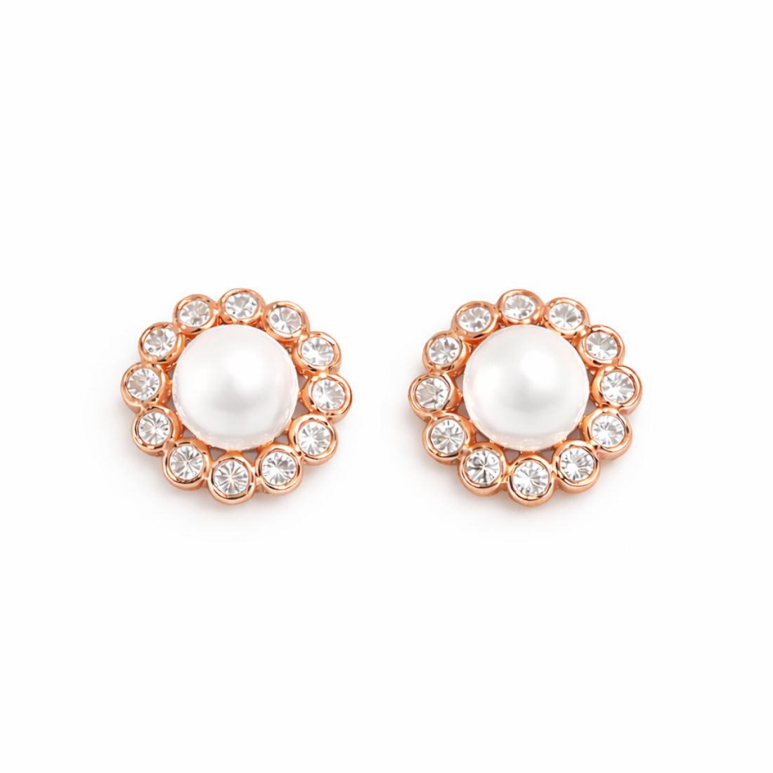 Rose Gold Plated Stud Earrings For Women And Girls
