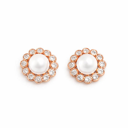 Rose Gold Plated Stud Earrings For Women And Girls