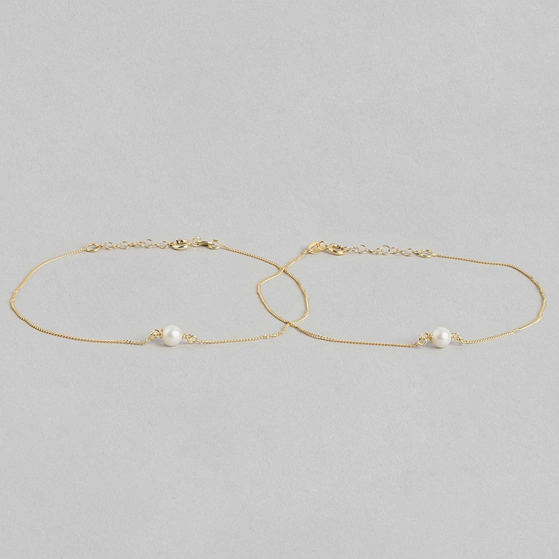 Gold-Plated & Pearl 925 Sterling Silver Chained Anklet