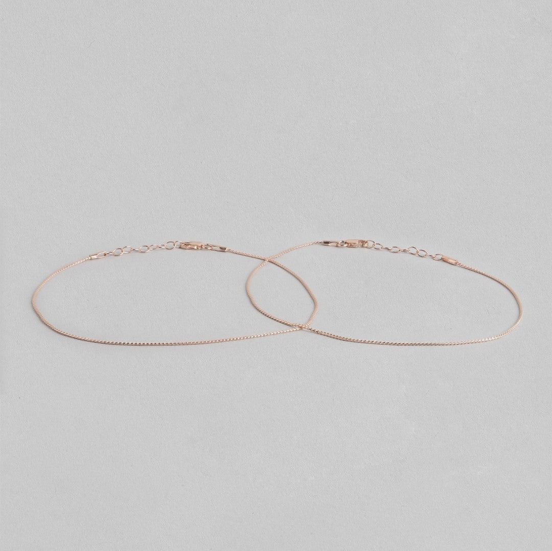 Classical Rope Chain 925 Sterling Silver Anklet In Rose Gold Plating