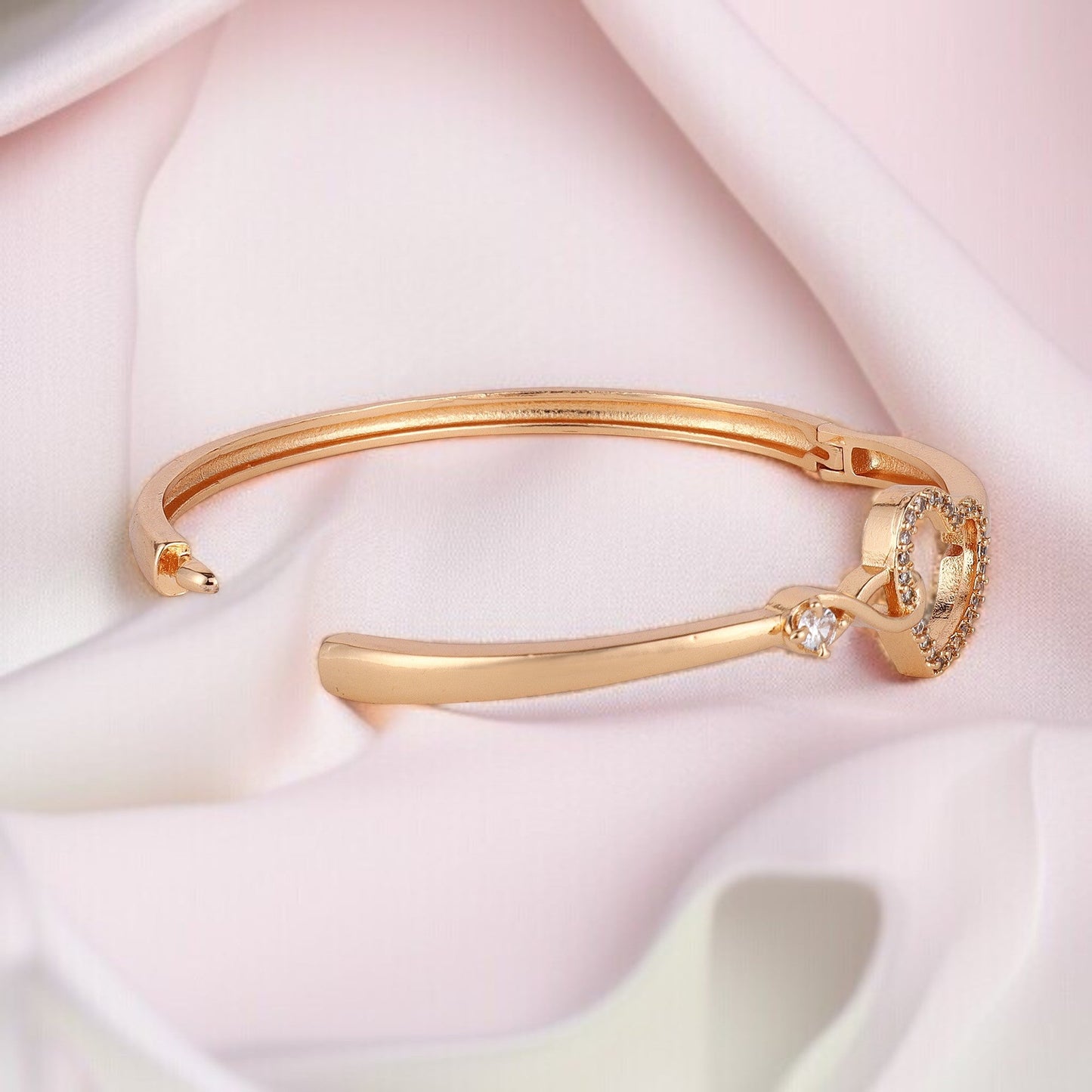Rose Gold Infinity Heart Shape kada with Love Bracelet for Women & girls | Sleek Finish |Office Wear |  Minimalist Appeal