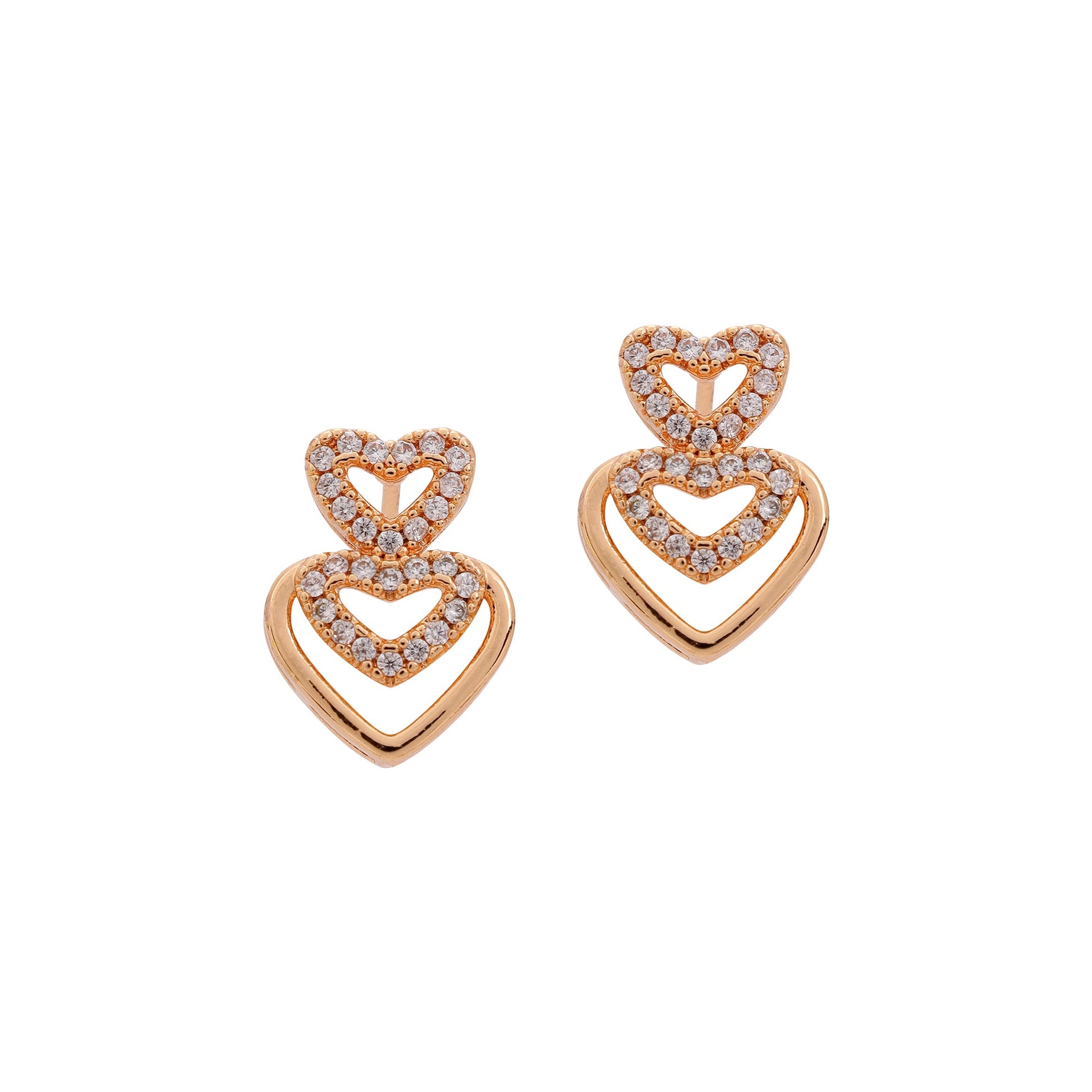 Rose Gold Plated AD Stone Necklace And Pair Of Earrings for Women