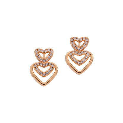 Rose Gold Plated AD Stone Necklace And Pair Of Earrings for Women