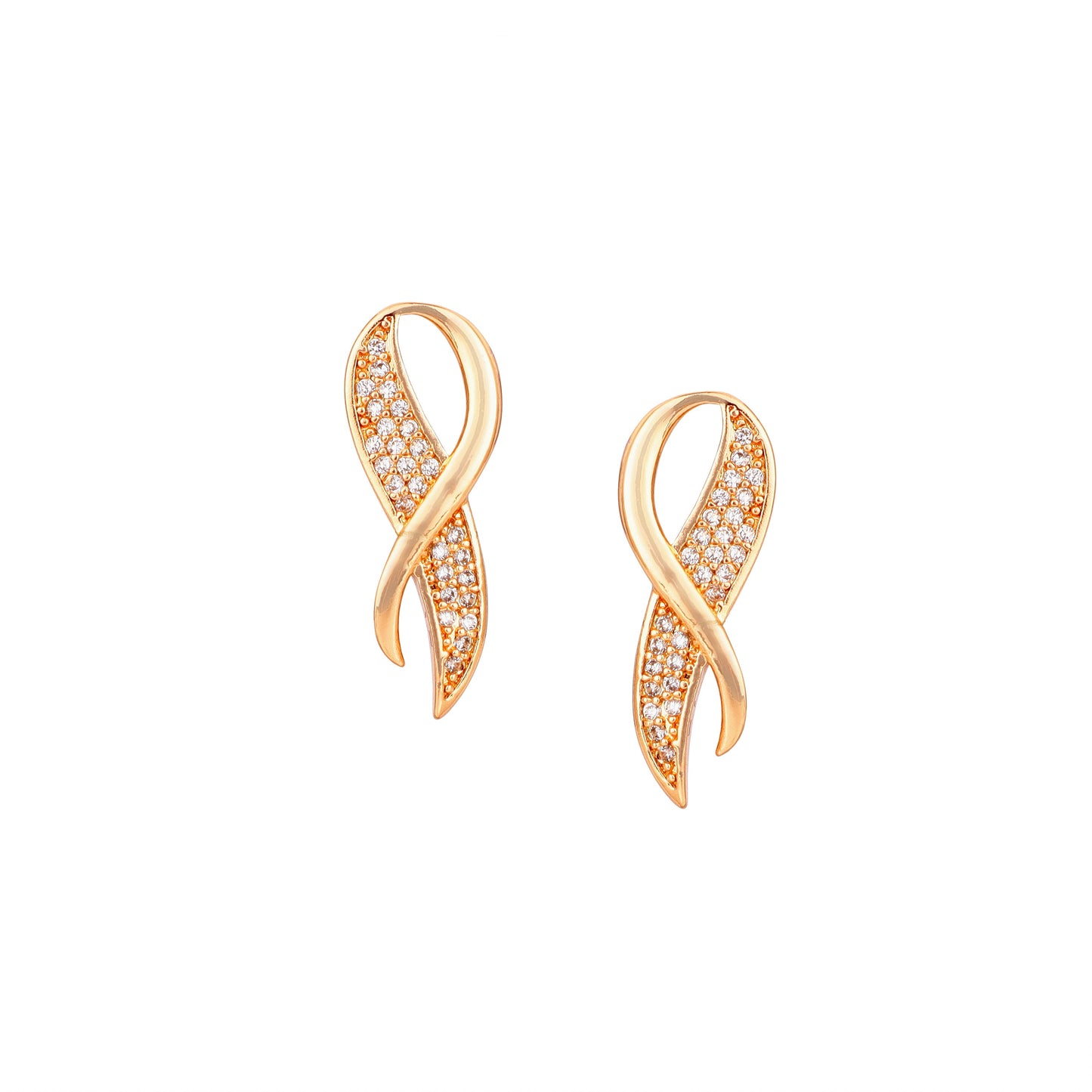Rose Gold Plated Twist Pendant Necklace and Earrings Set for Women & Girls