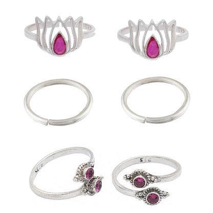 Set Of Three Silver Toe Rings (10)