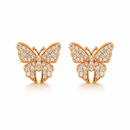 Rose Gold Butterfly Stud Earrings
