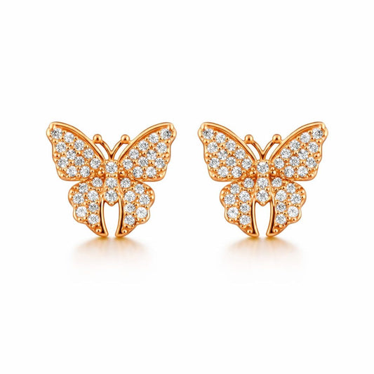 Rose Gold Butterfly Stud Earrings