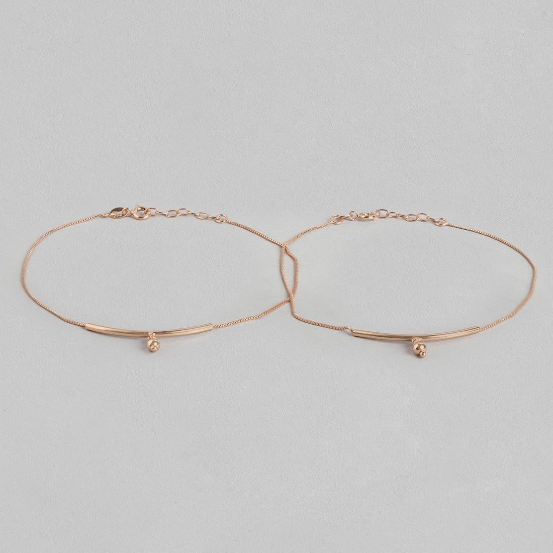 Rose Gold Plated 925 Sterling Silver Drop Chained Anklet